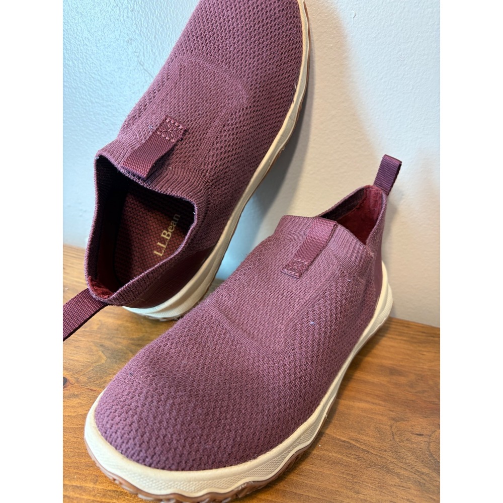 LL Bean Vista Slip On Sneakers Womens 7.5 Burgundy Mesh Walking Shoes 517035